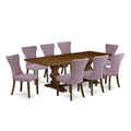 9 Piece Walnut Dining Set with 8 Upholstered Chairs G93268