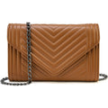 Small Leather Quilted Crossbody Bag with Chain Strap V82973