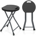 Folding Stool, 18in Portable Collapsible Bar Stool with Handle & Steel Frame R680