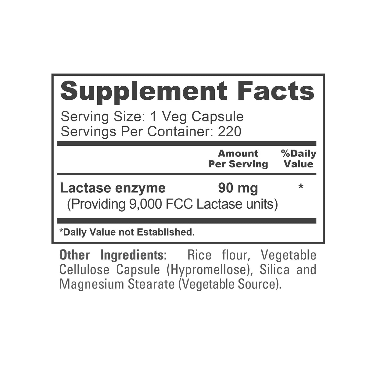 Vegan Lactase Enzyme 220 Veg Capsules X925614