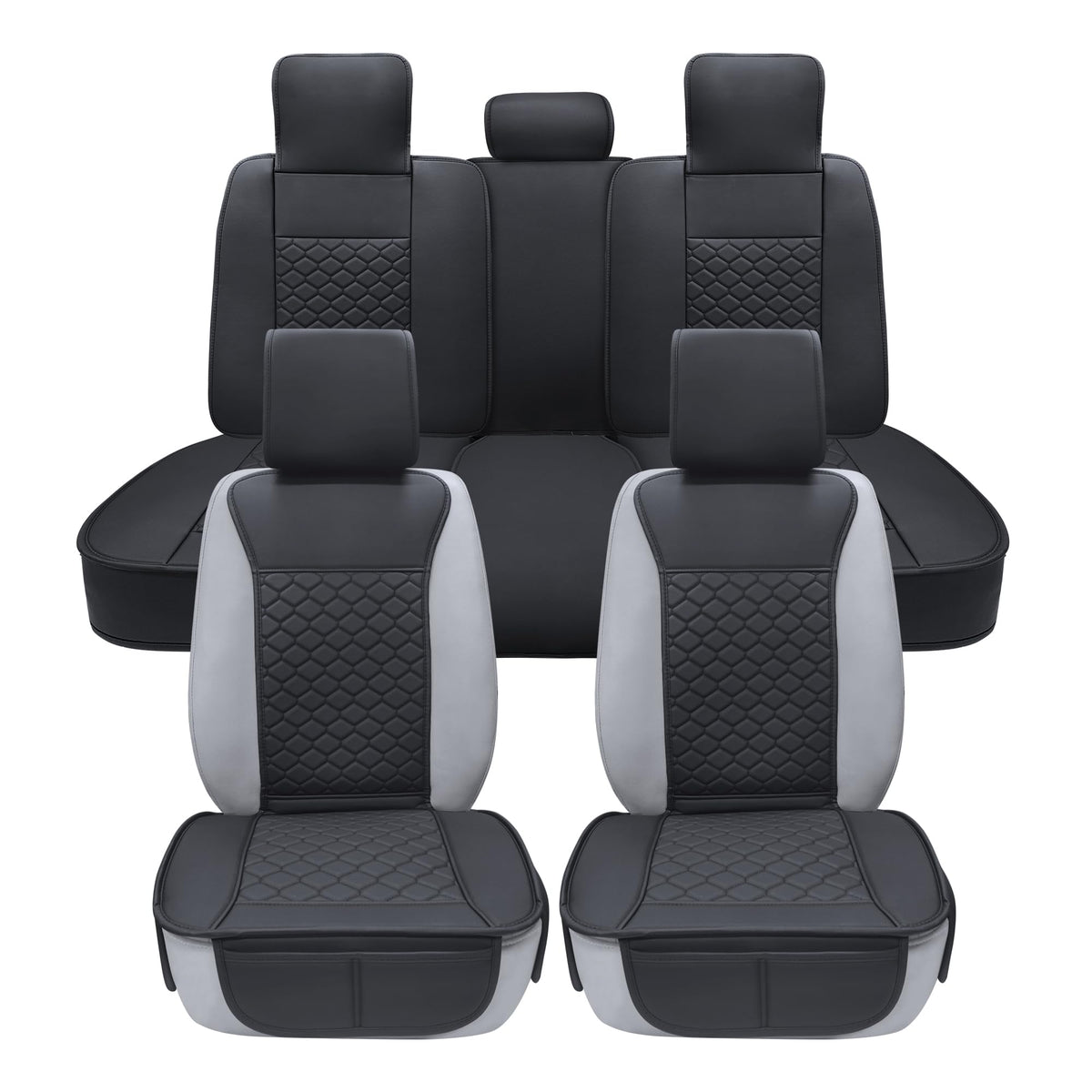 Leather Waterproof Car Seat Cover Full Set Black T726938