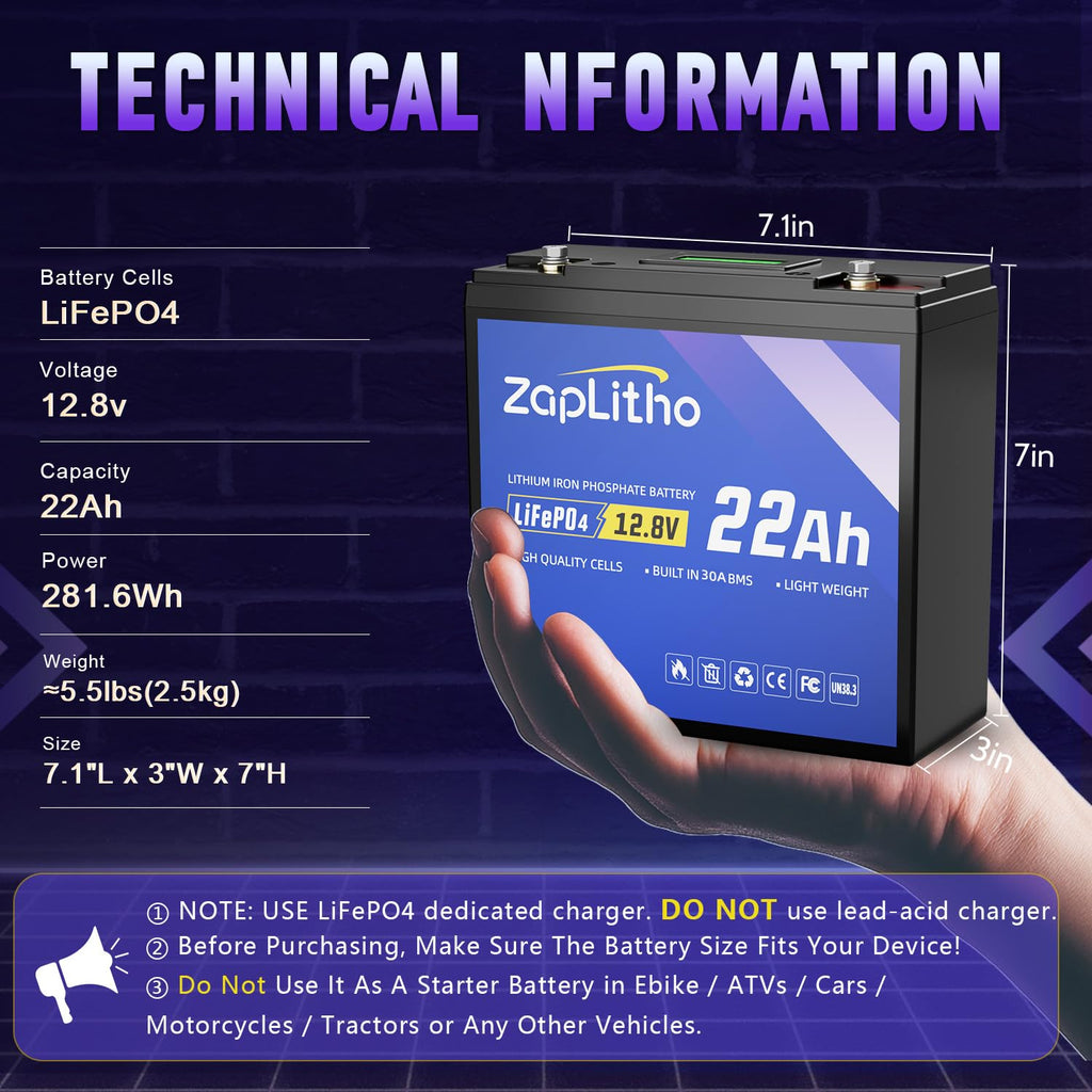 12V 22Ah LiFePO4 Lithium Battery P677773