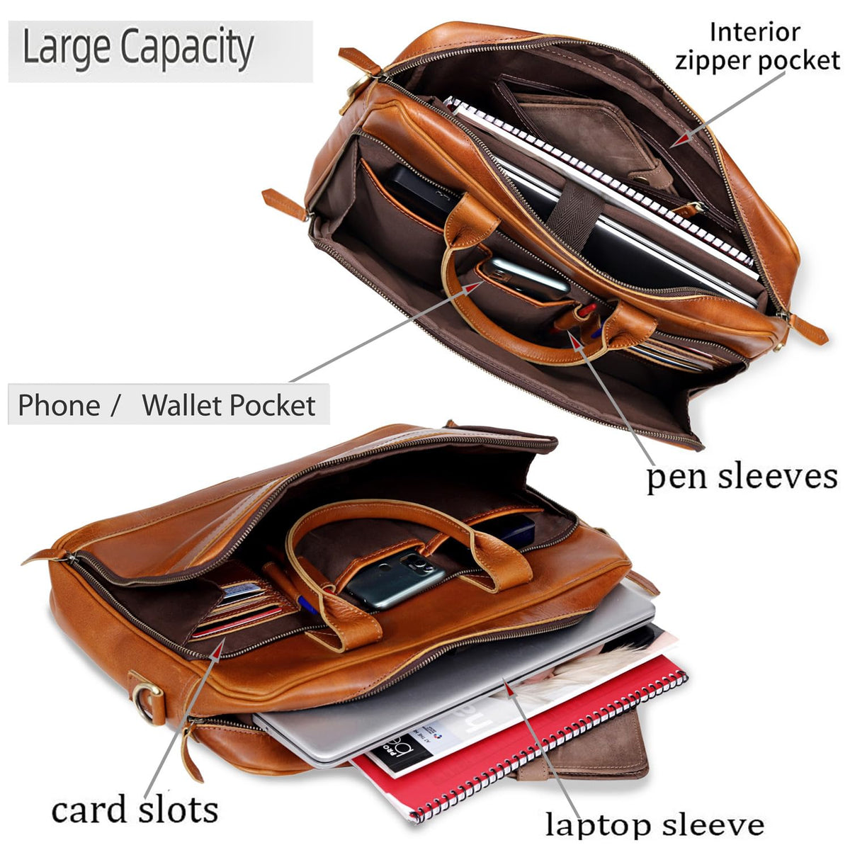Leather Briefcase Bag E344