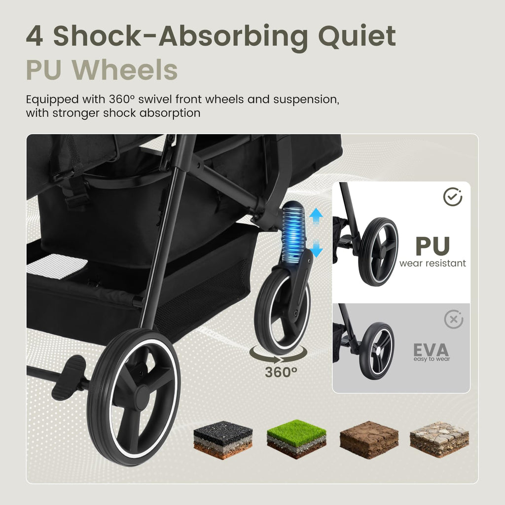 Foldable Tandem Double Stroller with Storage Basket X4172