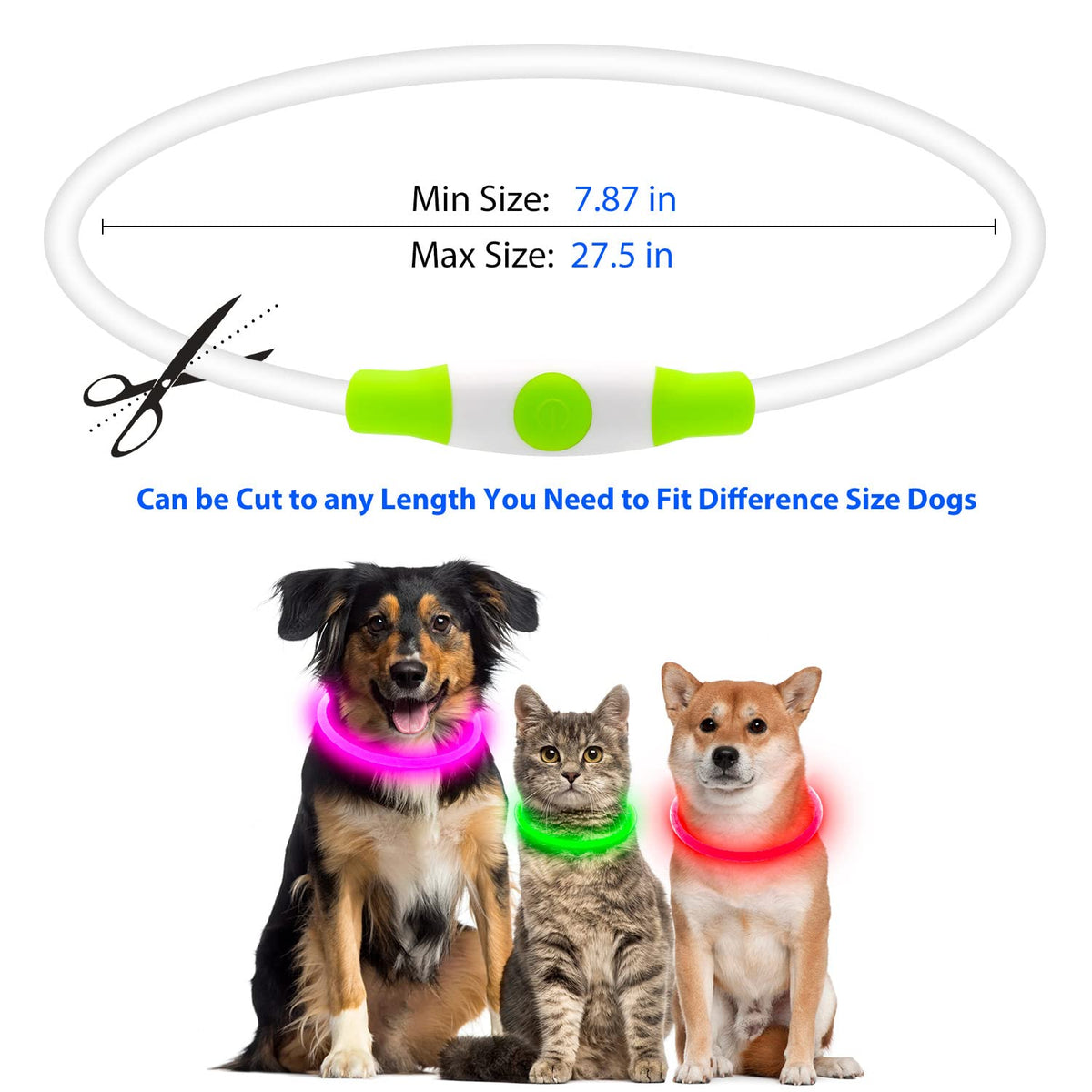 LED Dog Collar USB Rechargeable Green C97490