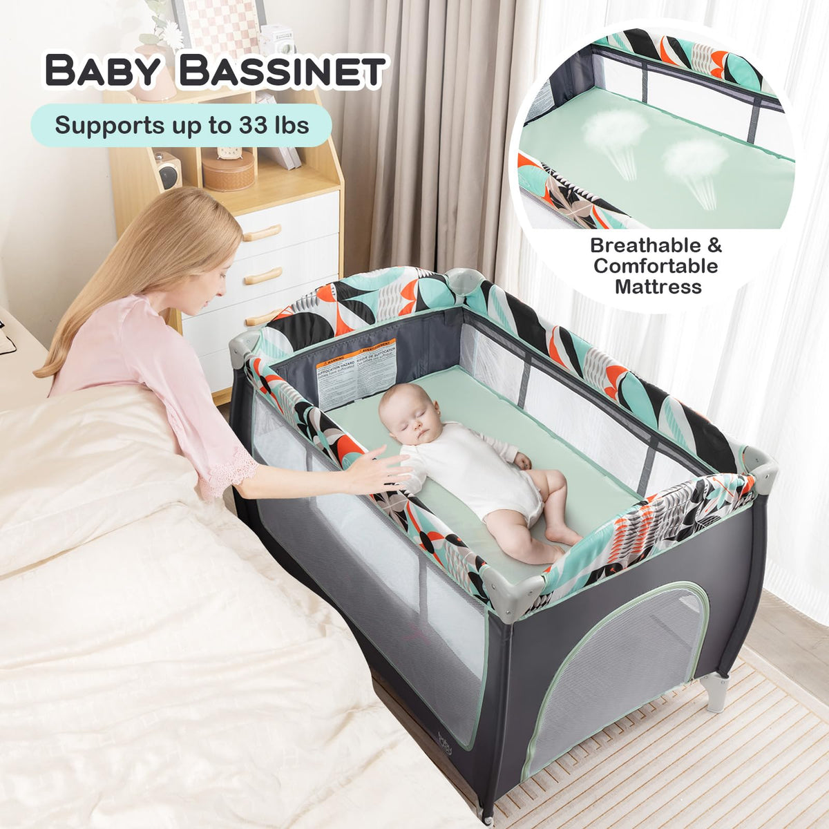 4 in 1 Pack and Play Portable Baby Playard with Bassinet Z269619