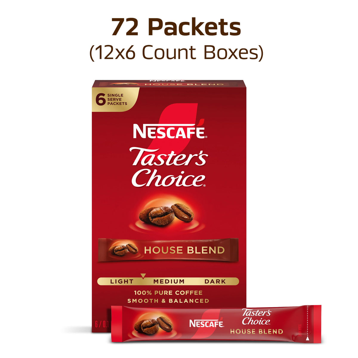 Instant Coffee Packets Light Medium Roast 72 Packets I2721