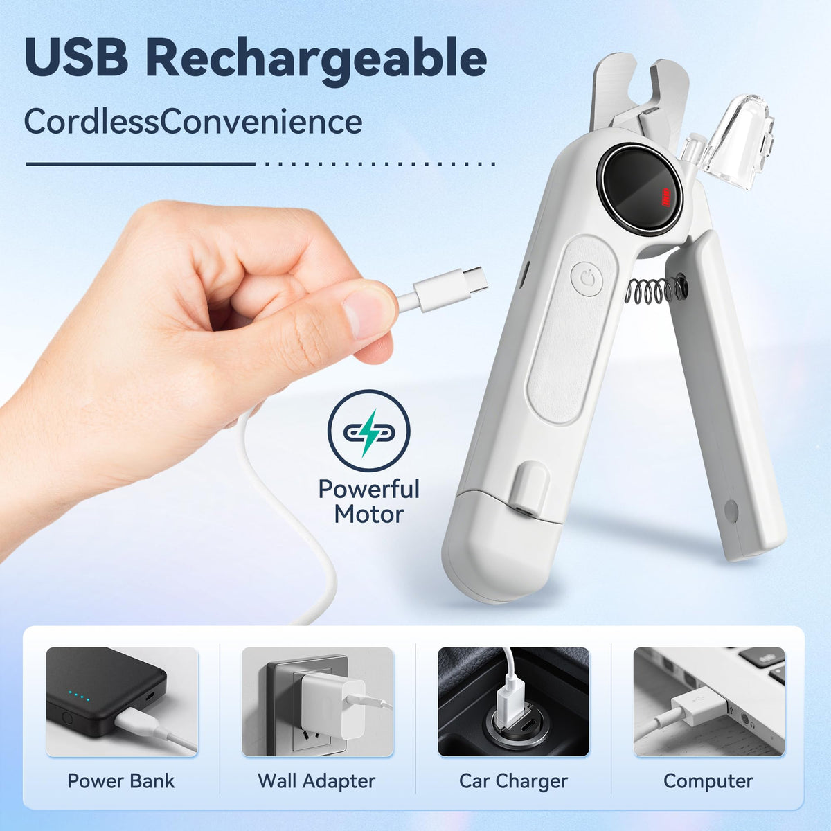 2-in-1 Quiet Electric Pet Nail Clipper & Grinder with Light O15182