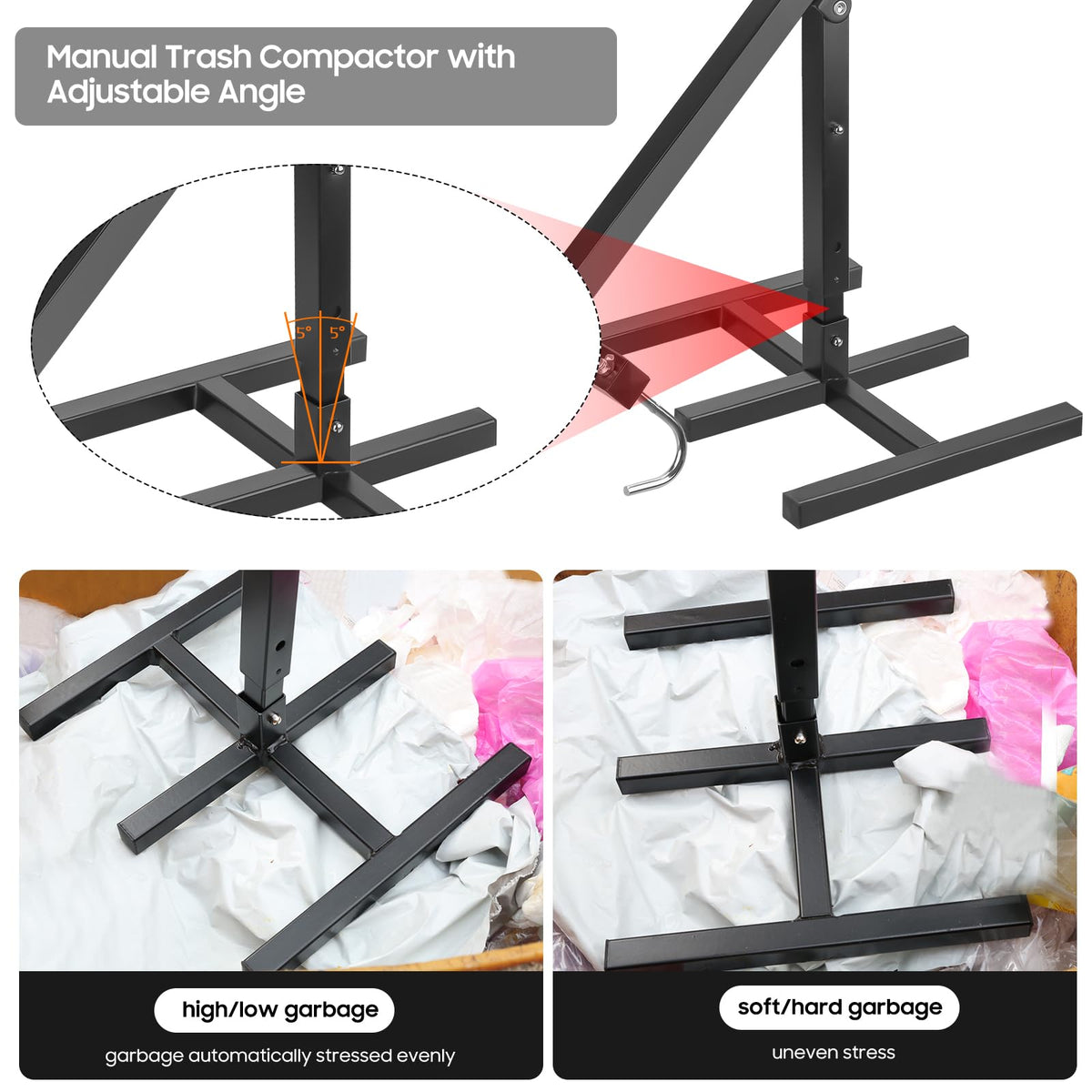 Manual Trash Compactor Hand Tool for Wheelie Bins C79501