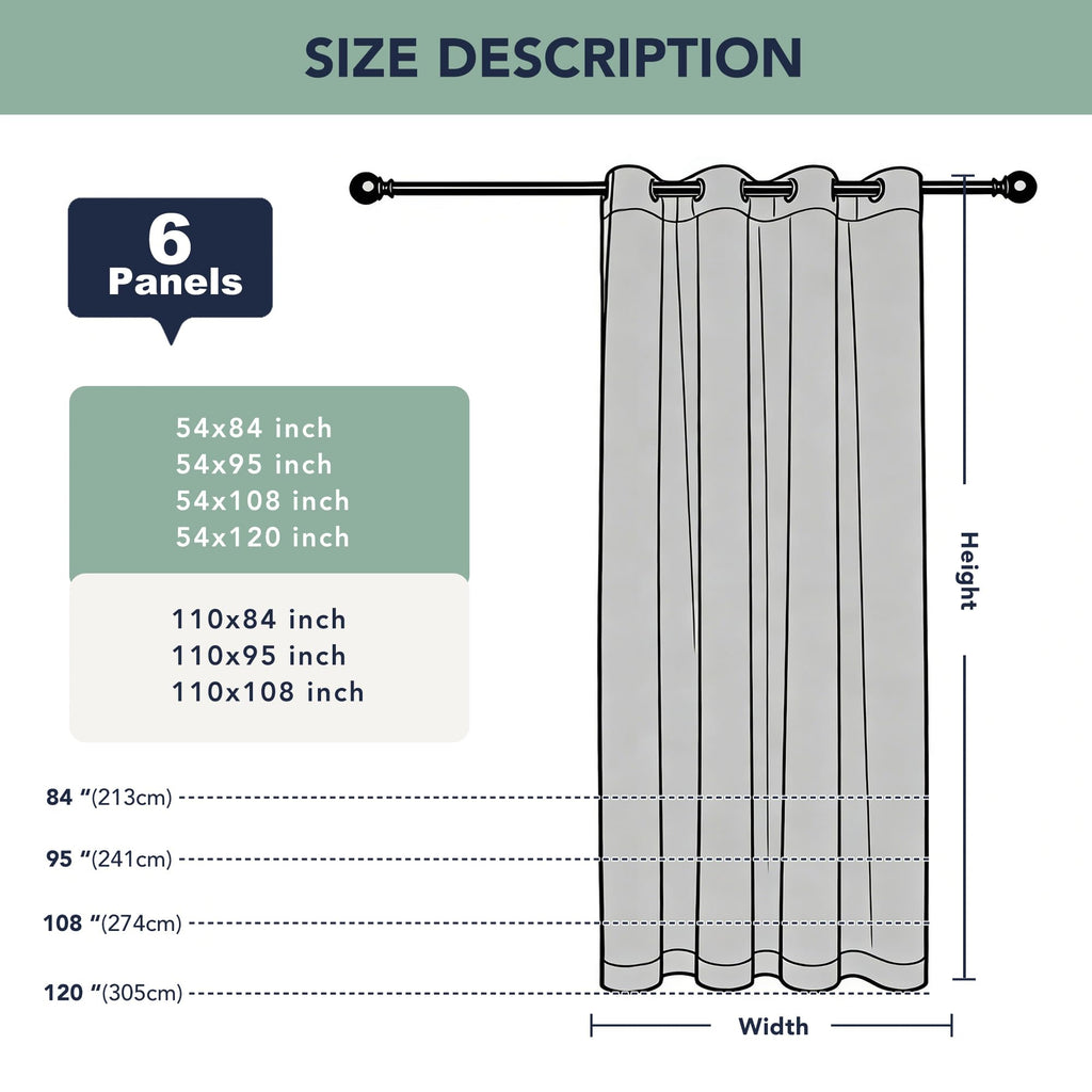 Waterproof Outdoor Curtains 6 Panels J500226