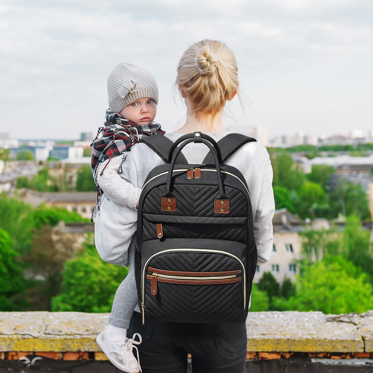 Diaper Bag Backpack with Insulated Pockets Black E532310