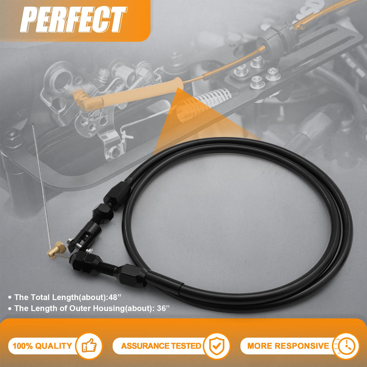 36-Inch LS Throttle Cable Stainless Steel Braided O609900
