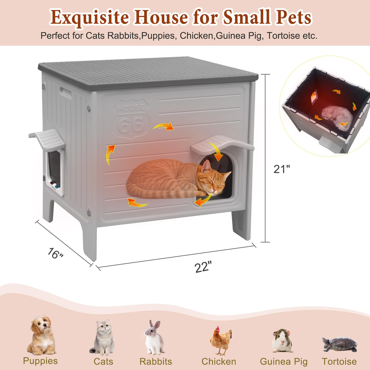 Insulated Outdoor Weatherproof Plastic Cat House E41254