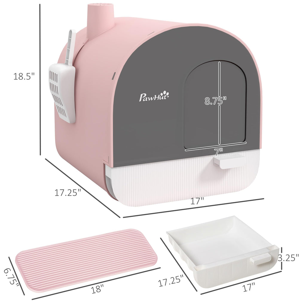Pink Covered Cat Litter Box with Scoop G413