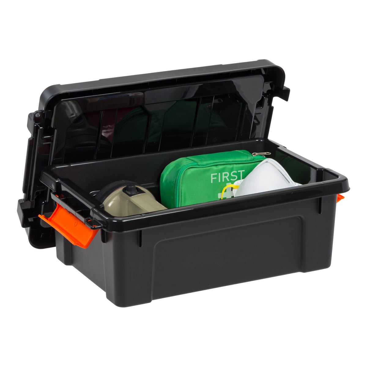 3 Gal Heavy Duty Plastic Storage Bins with Lockable Lids Black Set of 1 T66580