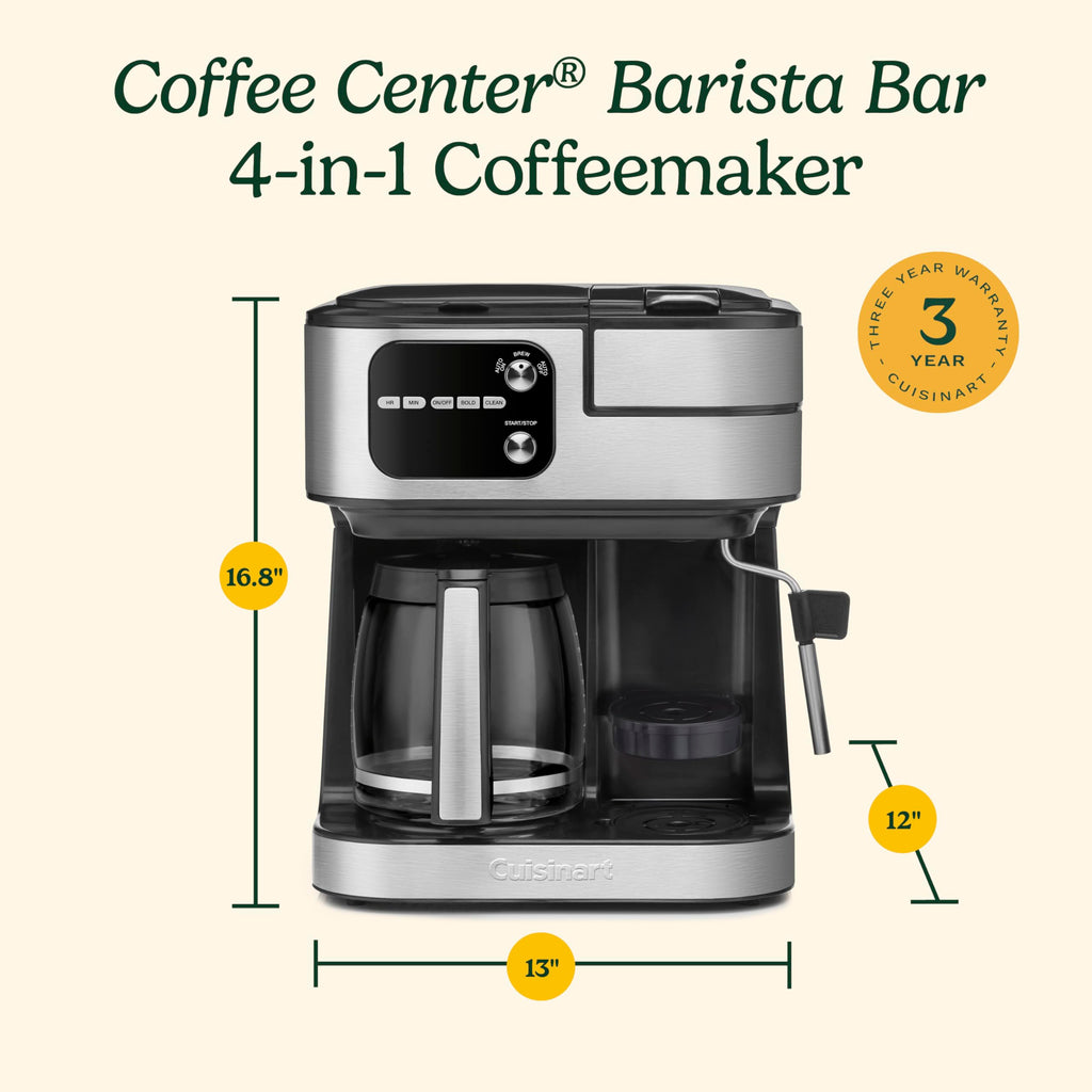4-in-1 Coffee Maker with Three Brewing Sizes, Black A553161