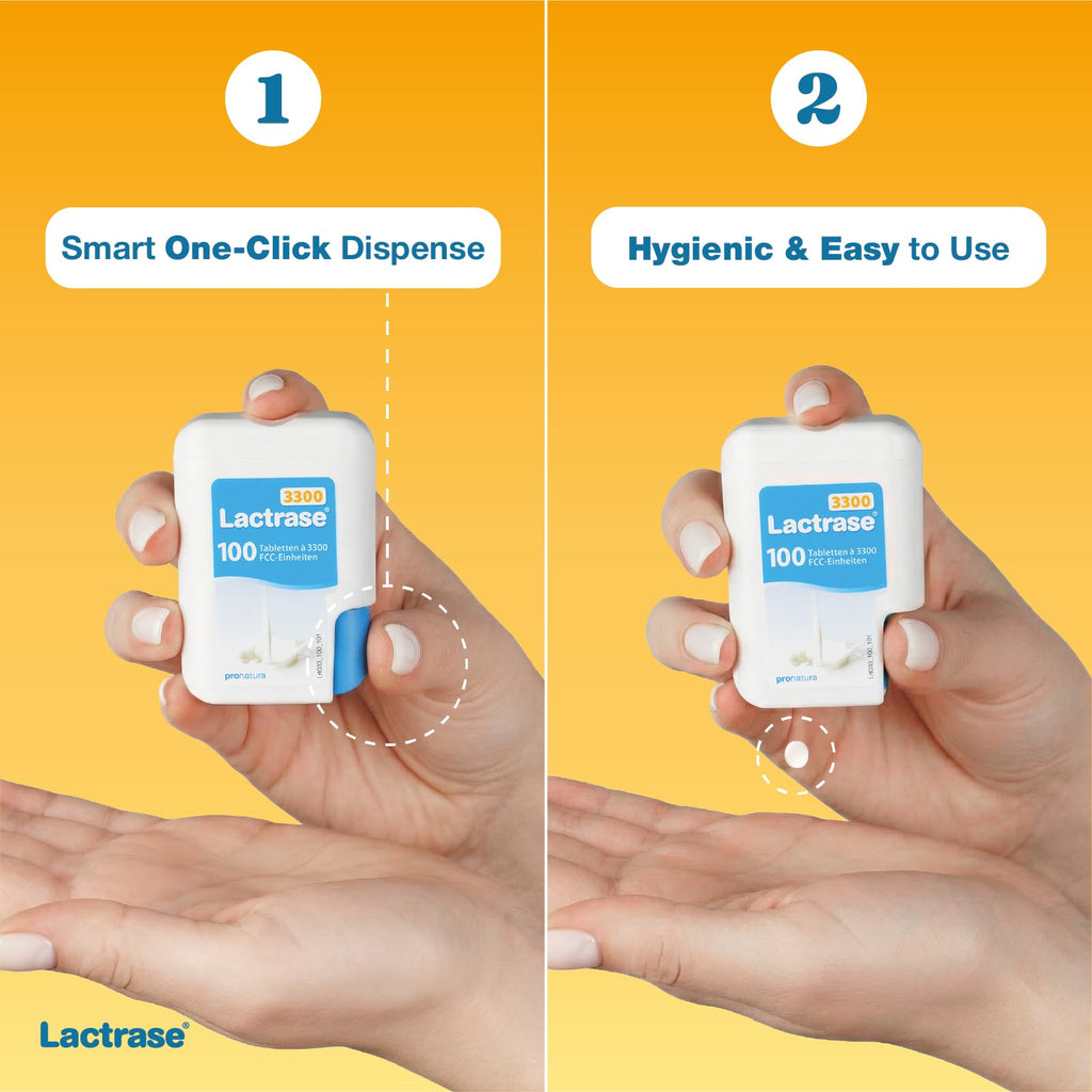 Lactrase Tablet Dispenser 3,300 FCC Lactase Units 100 Pills U585015