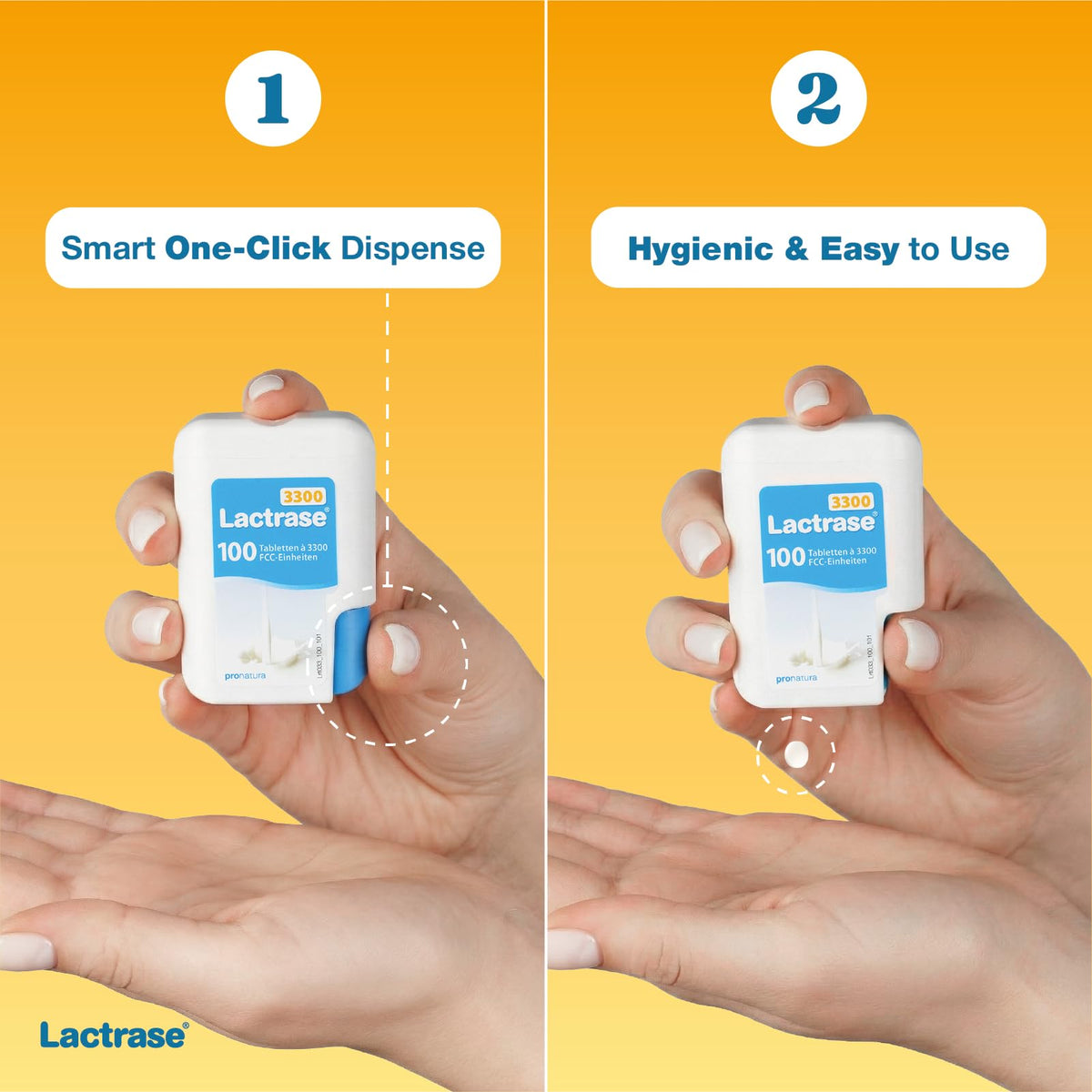 Lactrase Tablet Dispenser 3,300 FCC Lactase Units 100 Pills U585015