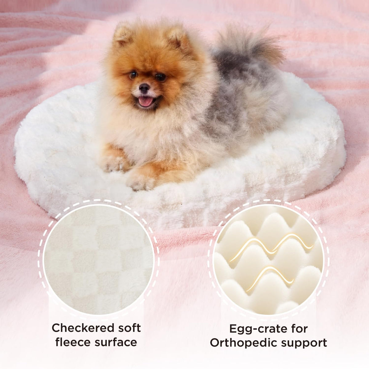 Washable Dog Bed with Orthopedic Foam White L109