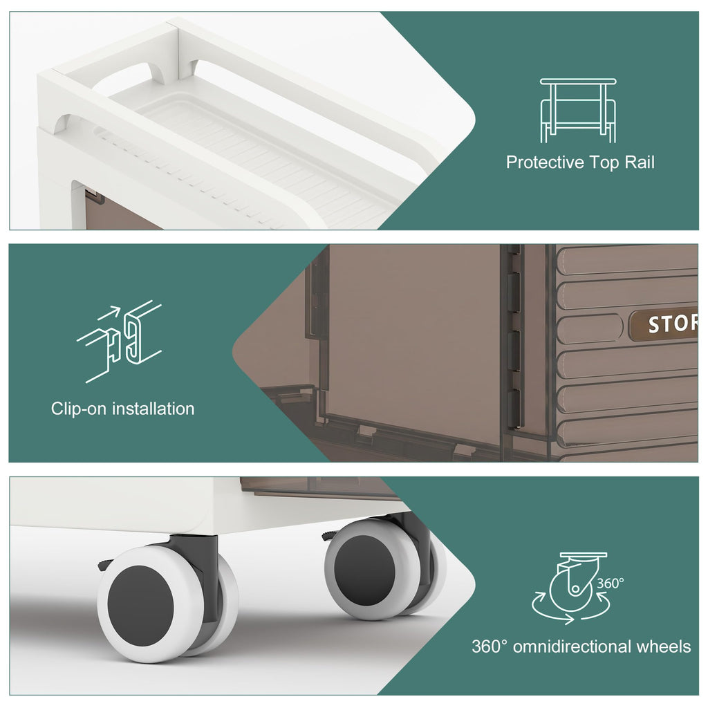 7.87" Wide Slim Bathroom Storage with Drawers and Wheels K249