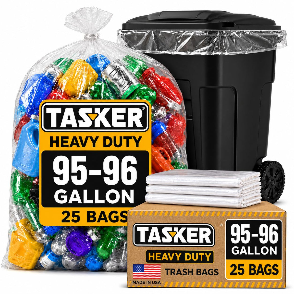 95-100 Gallon Clear Heavy Duty Trash Bags E71175