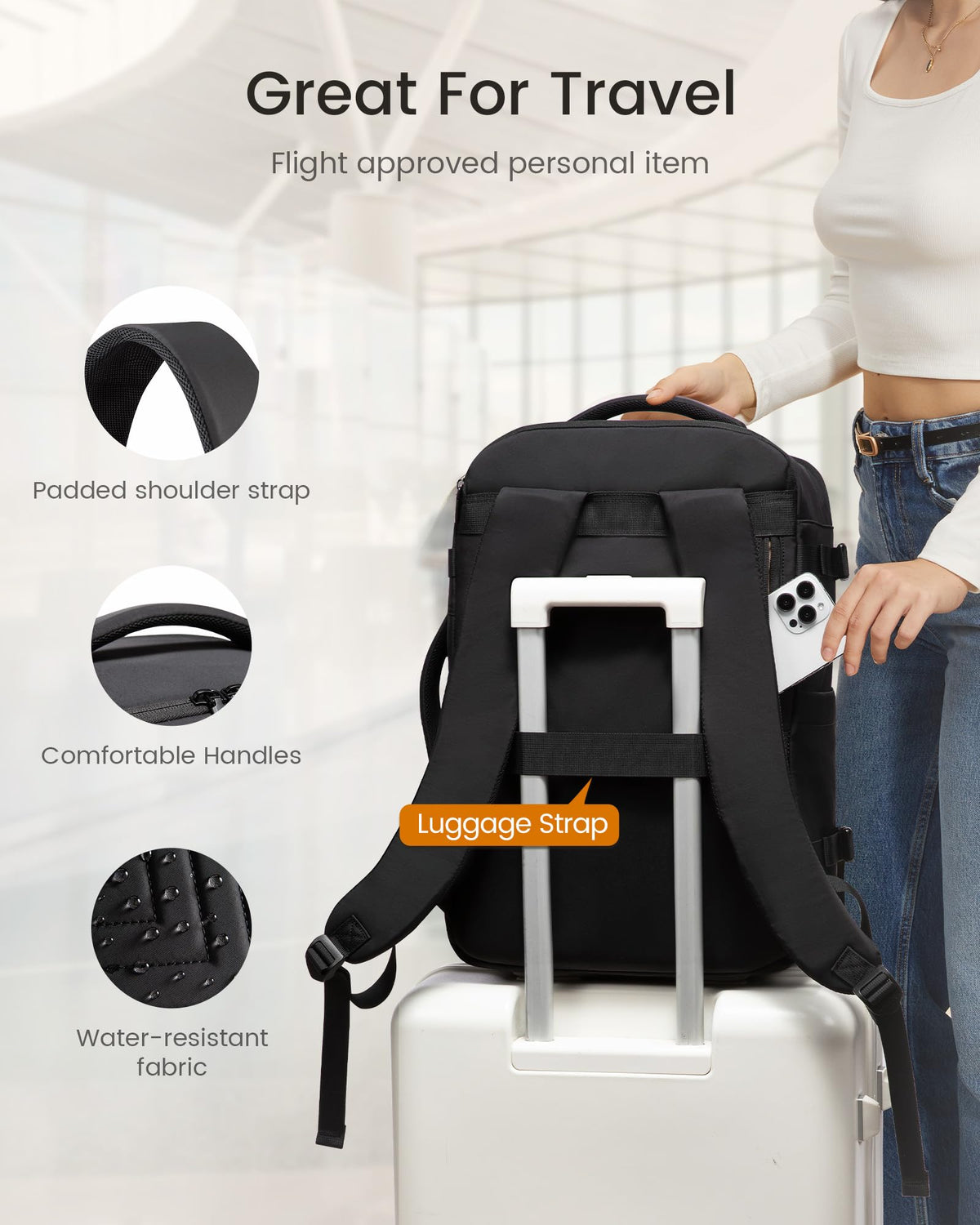 40L Waterproof Travel Backpack with 2 Cubes H27196