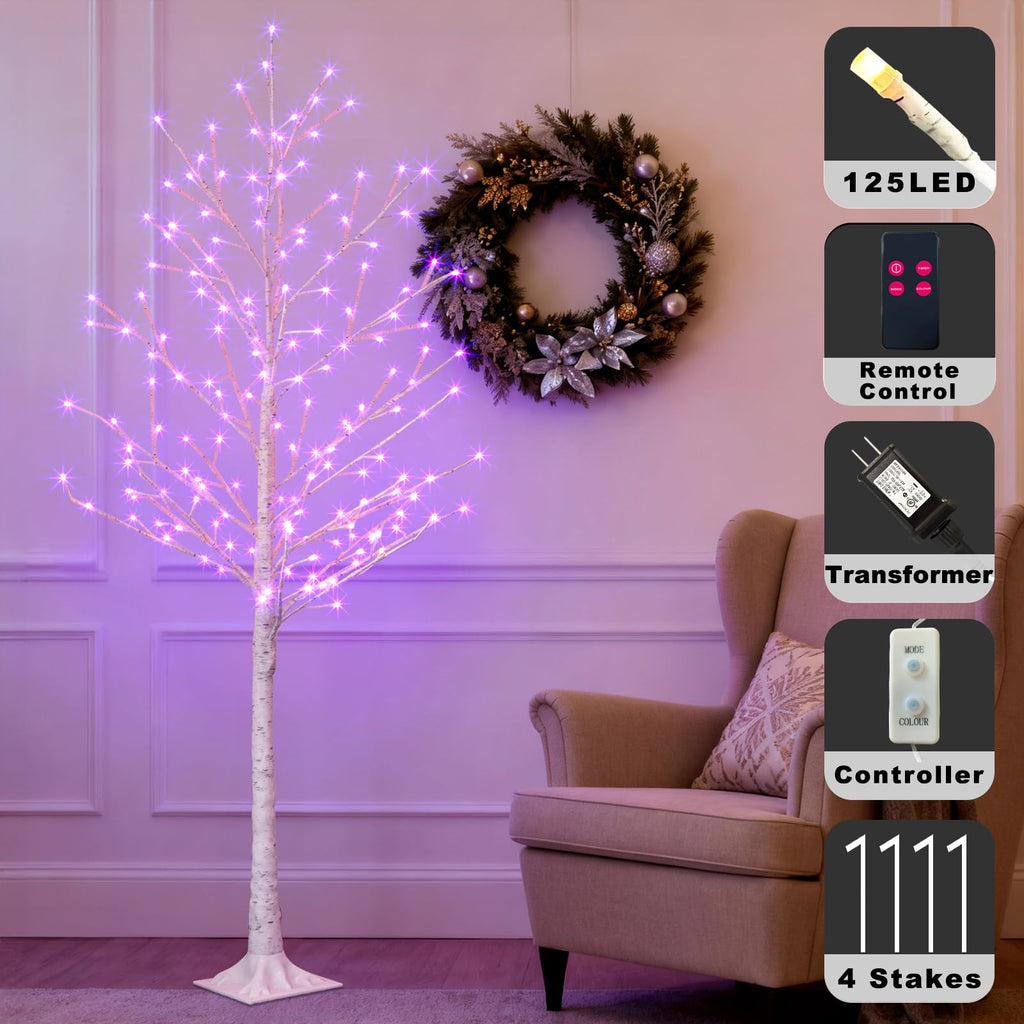 Multicolor Lighted Birch Tree 6FT C9620