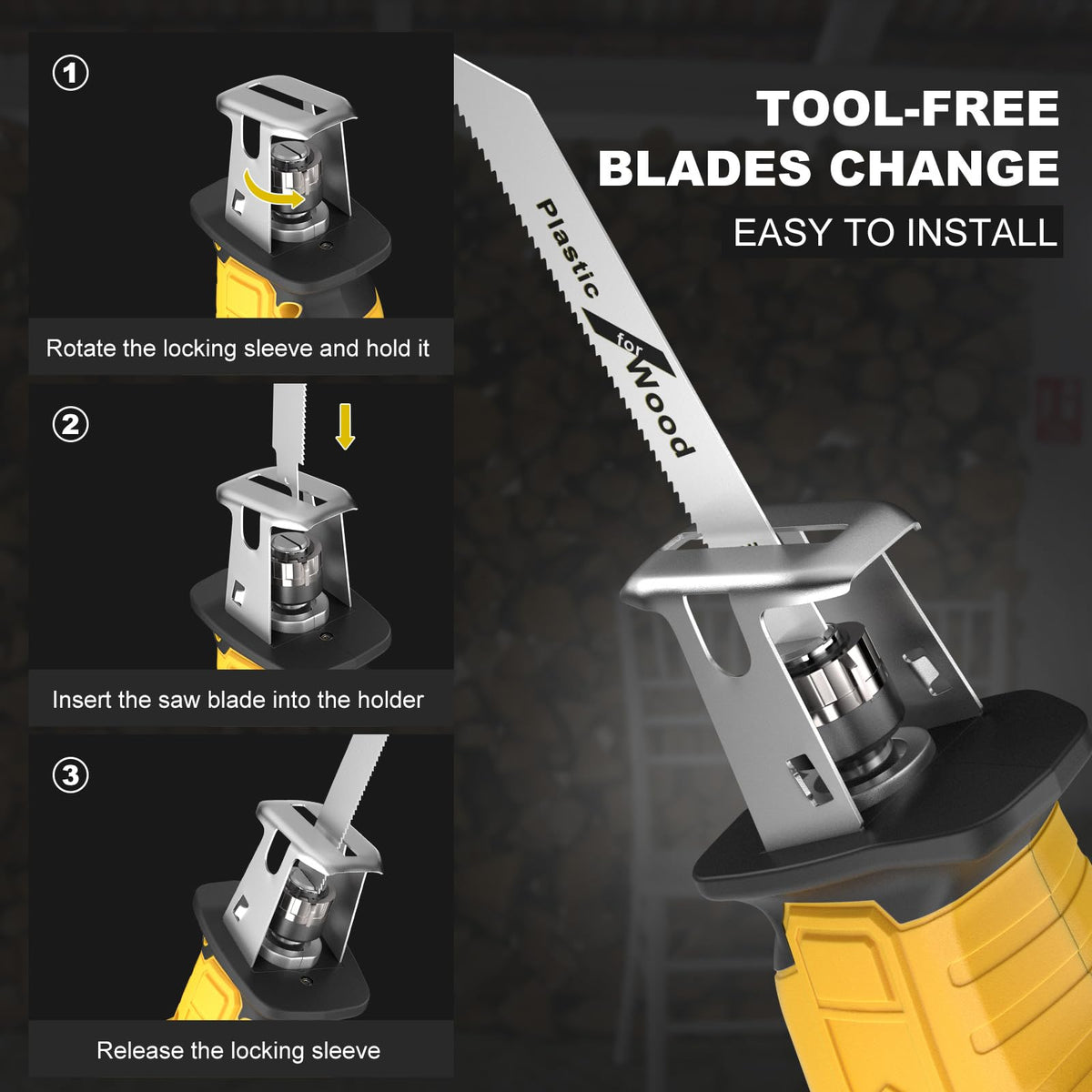 Cordless Reciprocating Saw 150W Variable Speed with 4 Saw Blades V9876