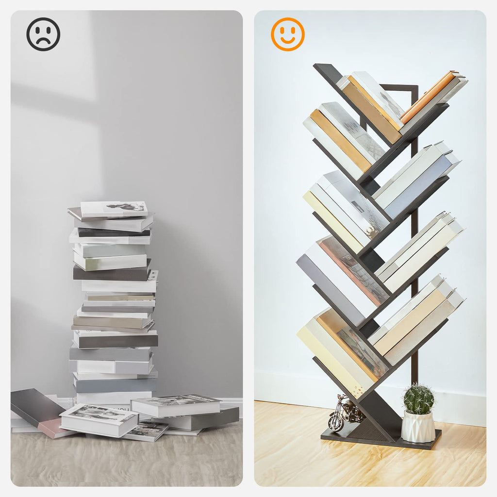 Black 9-Tier Wood Tree Bookshelf N81036