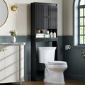 Black Over The Toilet Storage Cabinet with Adjustable Shelf M959511