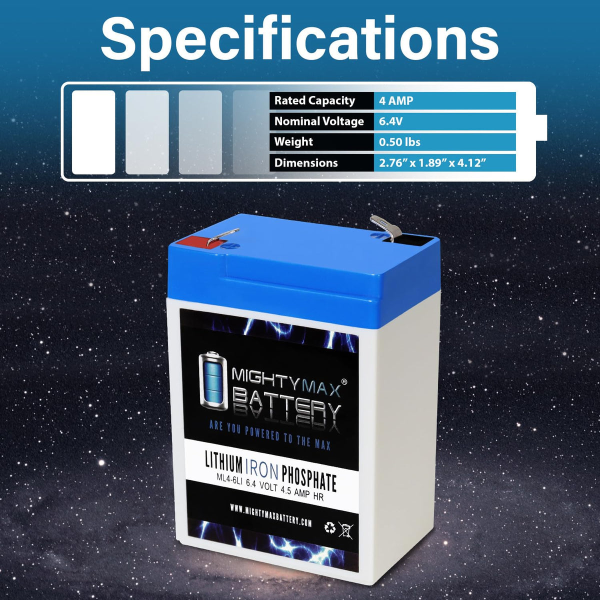 6V 4.5AH Lithium Replacement Battery W476