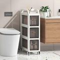 7.87" Wide Slim Bathroom Storage with Drawers and Wheels K249