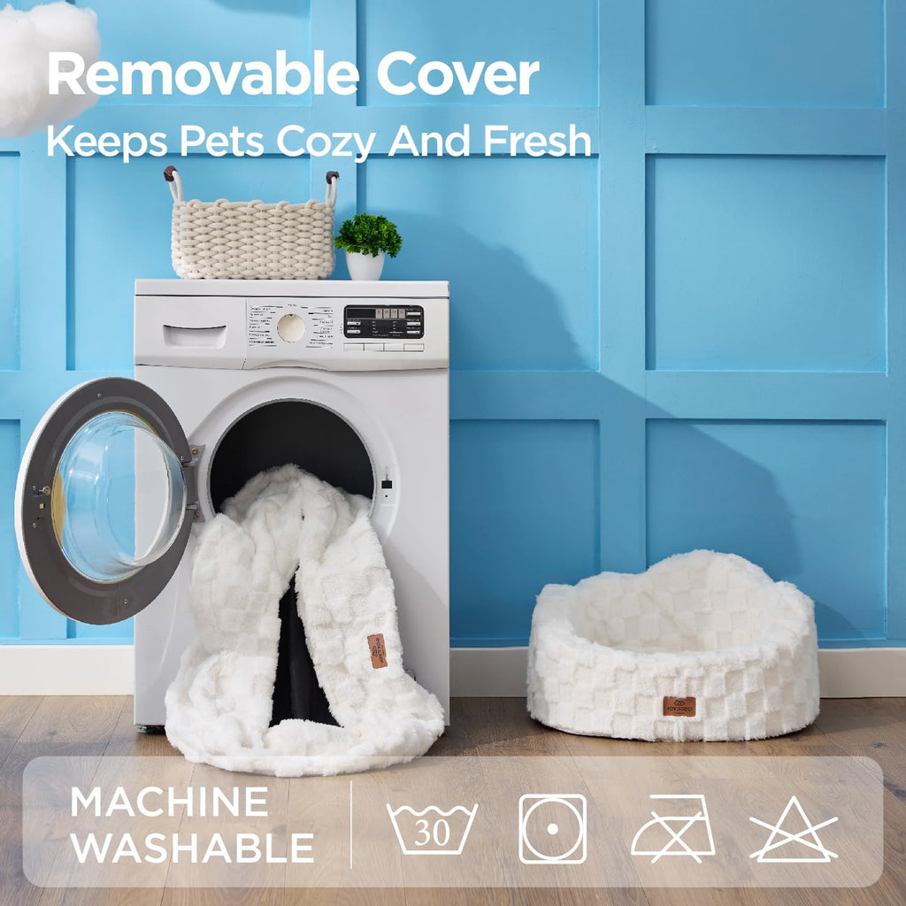 Washable Dog Bed with Orthopedic Foam White L109