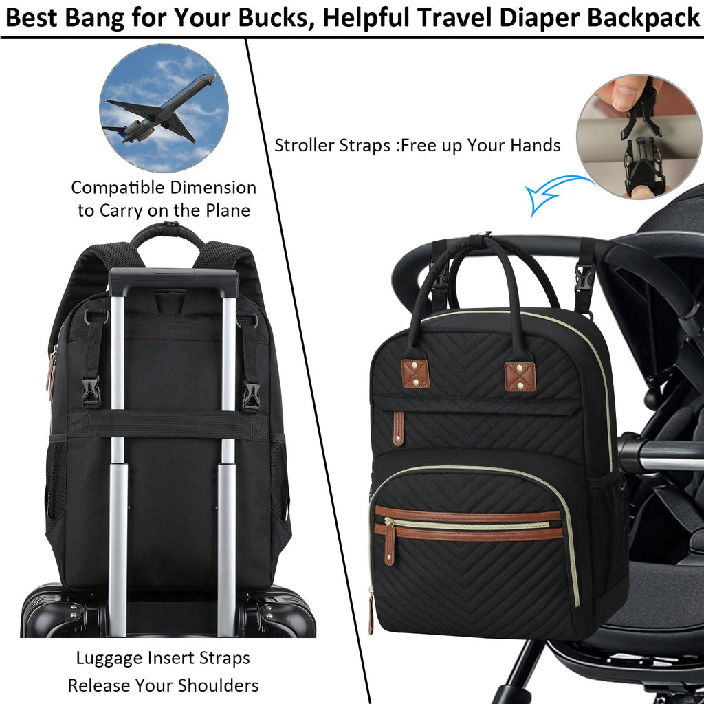 Diaper Bag Backpack with Insulated Pockets Black E532310