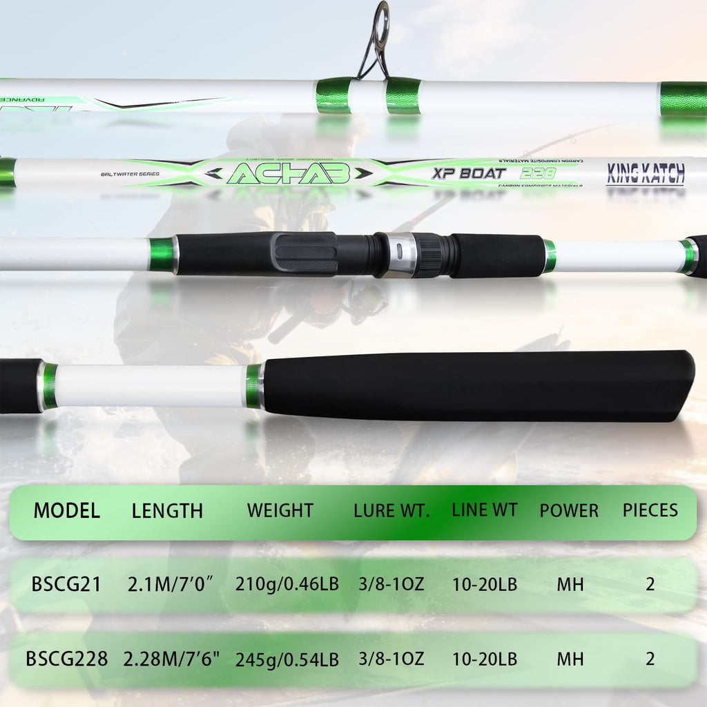 7' Medium Heavy Carbon Graphite Fiberglass Spinning Fishing Rod I6057