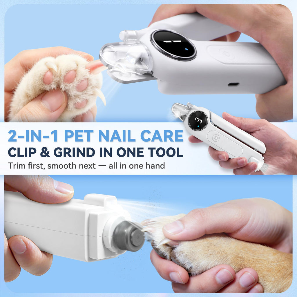 2-in-1 Quiet Electric Pet Nail Clipper & Grinder with Light O15182