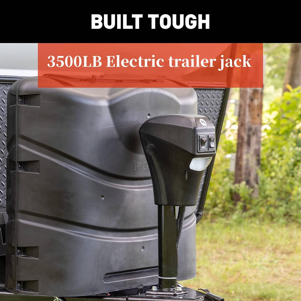 3500lbs Electric Trailer Jack with Front LED, 18" Lift Q834