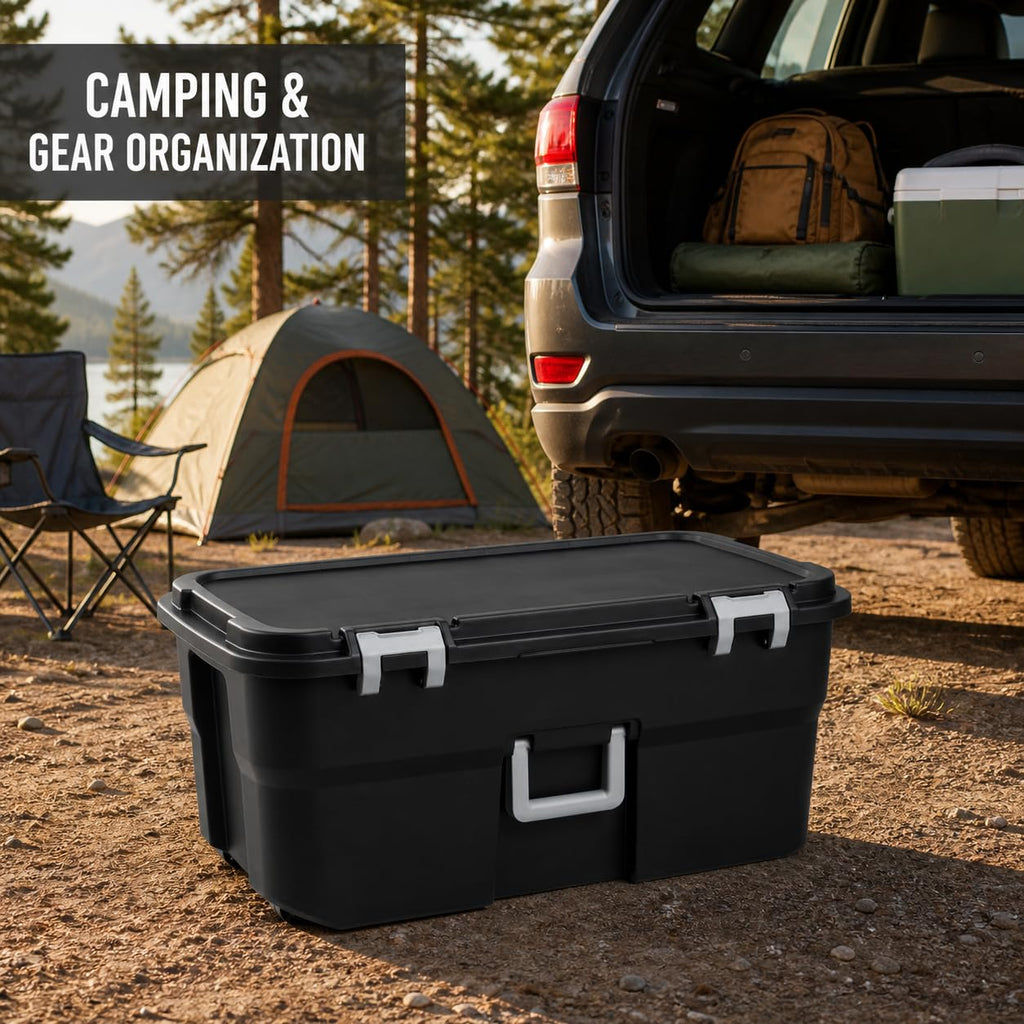 Black 22 Gallon Storage Trunk with Wheels O37603