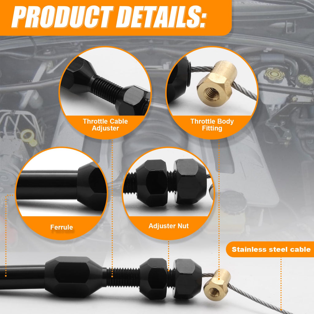 36-Inch LS Throttle Cable Stainless Steel Braided O609900