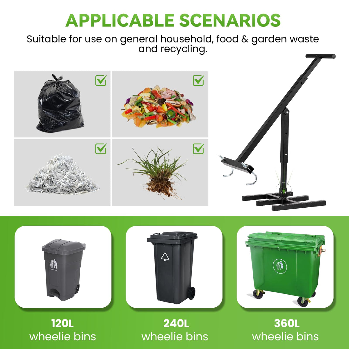 Manual Trash Compactor with Adjustable Handle P51432