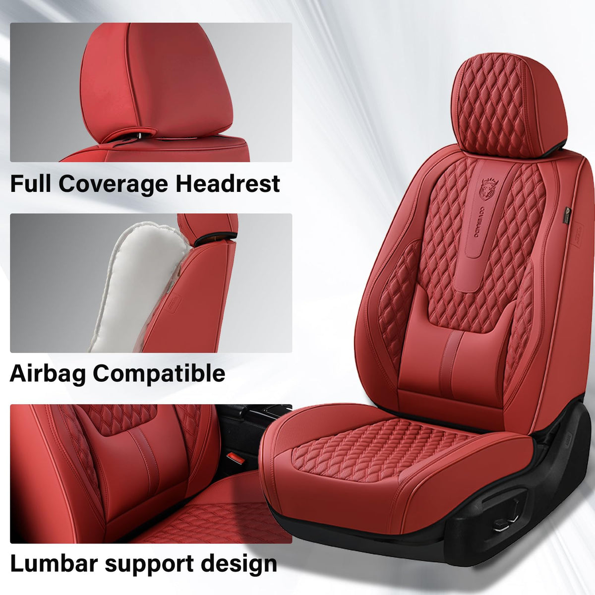Red Full Set Nappa Leather Car Seat Covers E795500