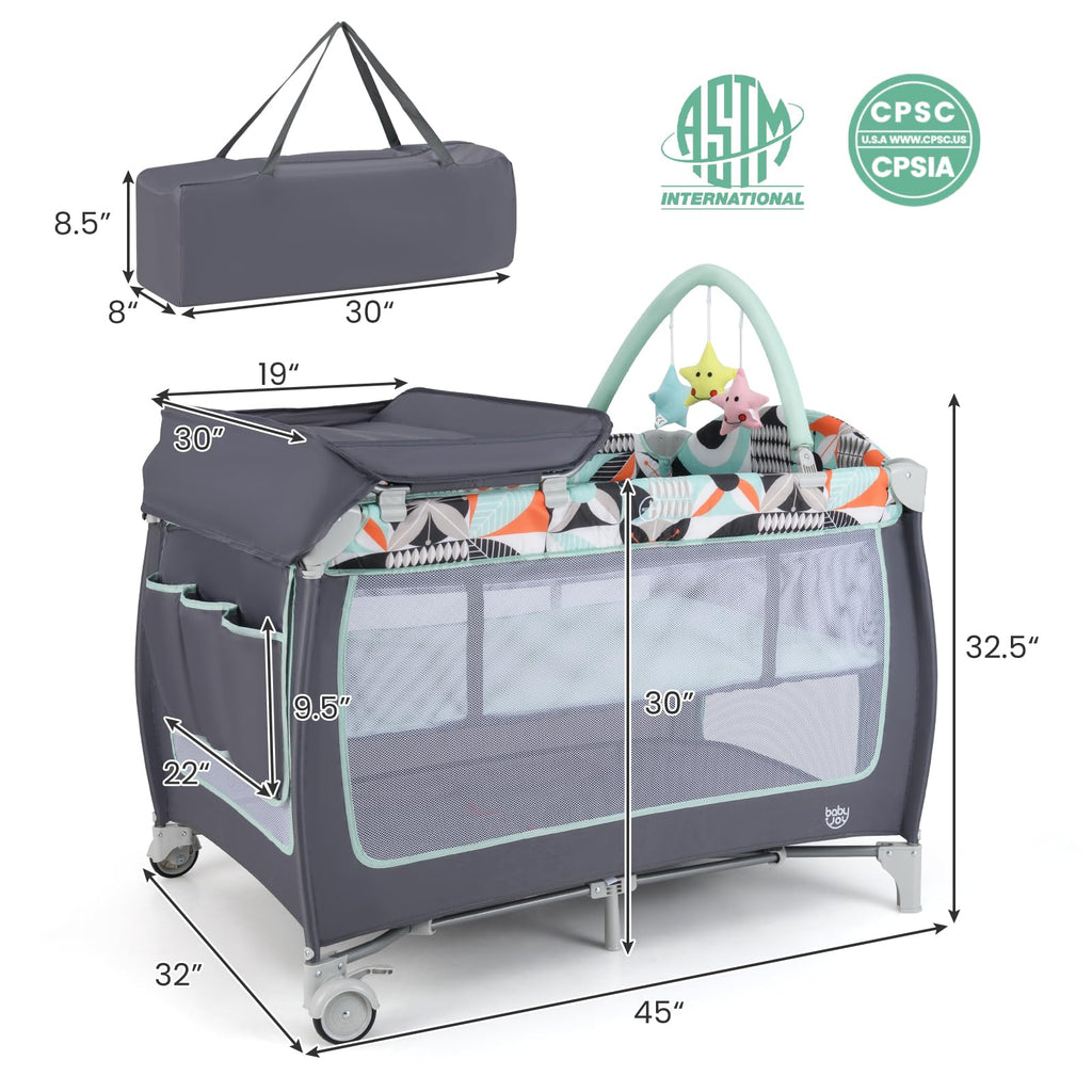4 in 1 Pack and Play Portable Baby Playard with Bassinet Z269619