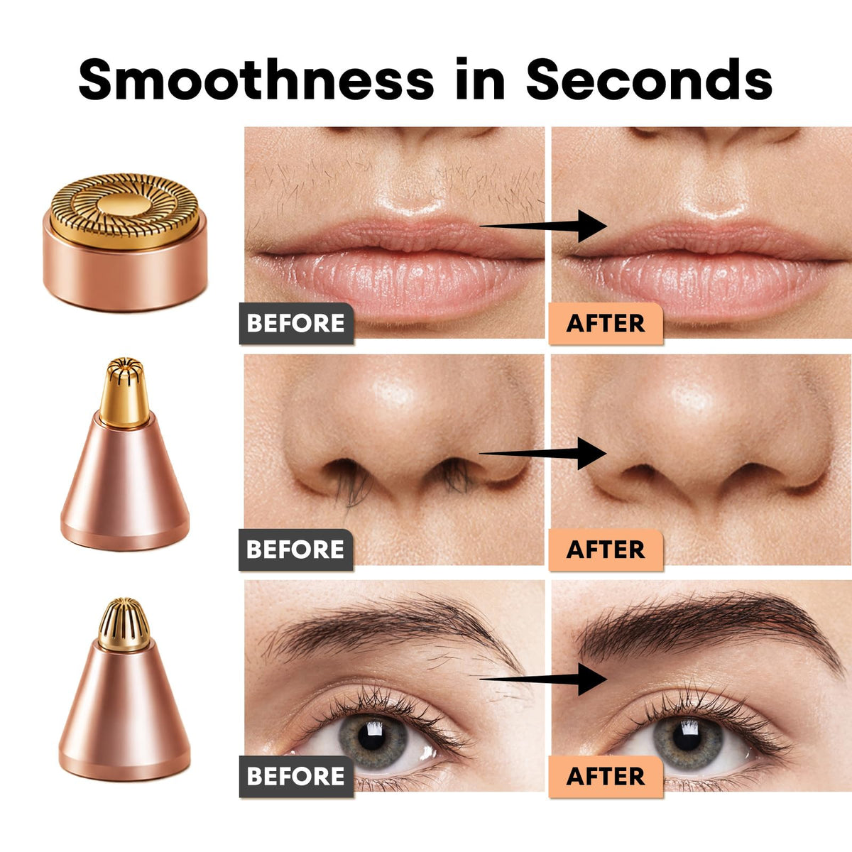 Nose Hair Trimmer 3 in1 Rechargeable Facial Hair Removal & Eyebrow Shaver O6264