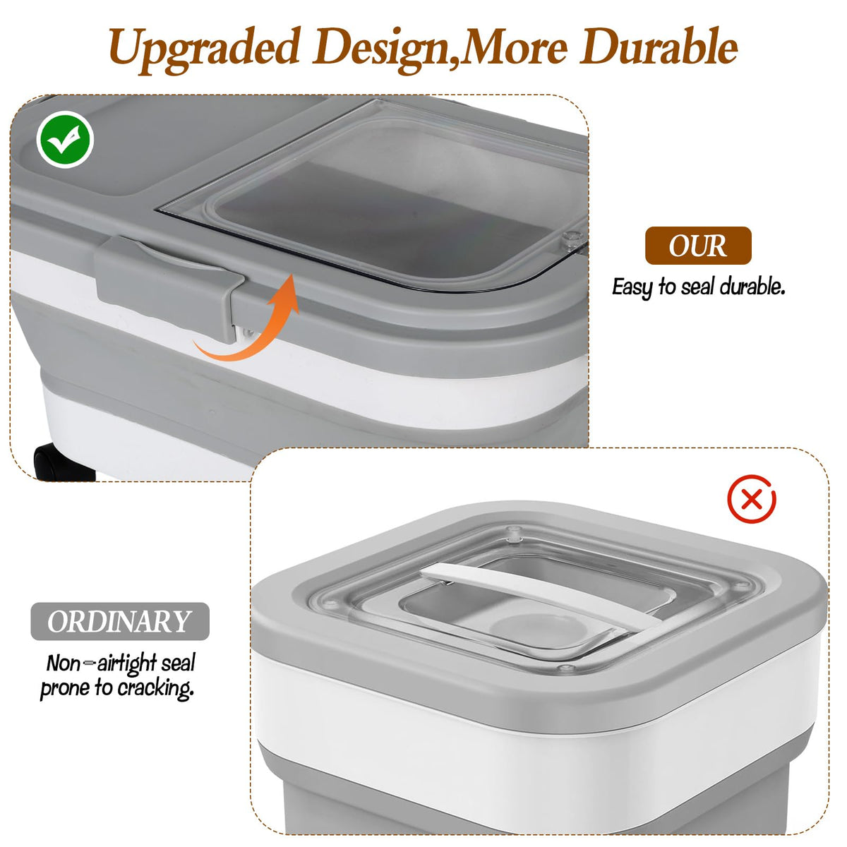 2 Pack 15Lbs Collapsible Airtight Pet Food Storage Container with Scoops V963213