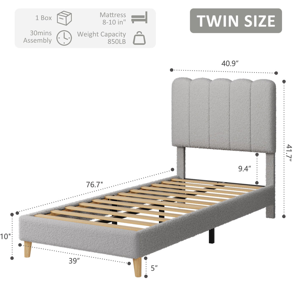 Twin Bed Frame with Headboard D555