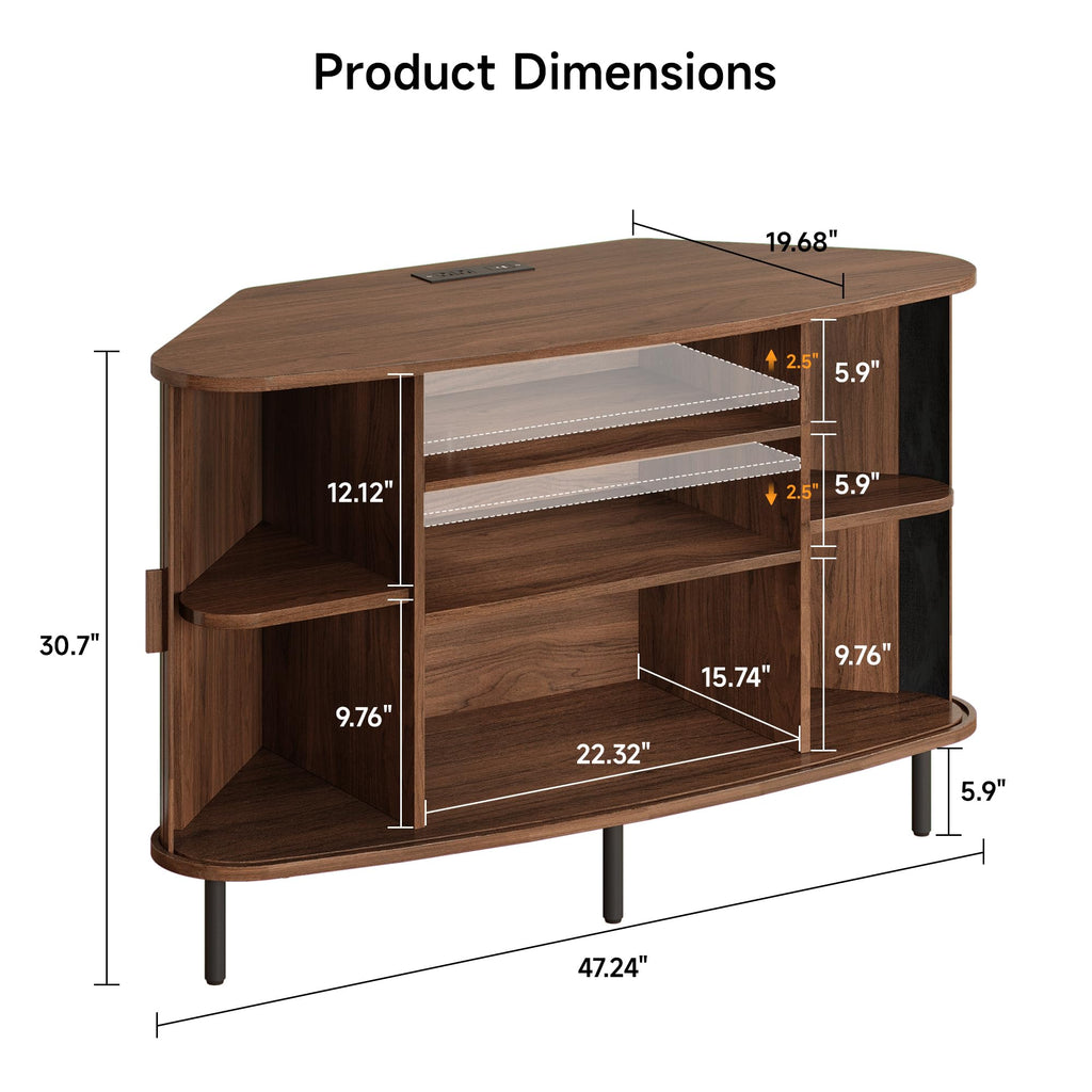 47" Walnut Corner TV Stand P9801