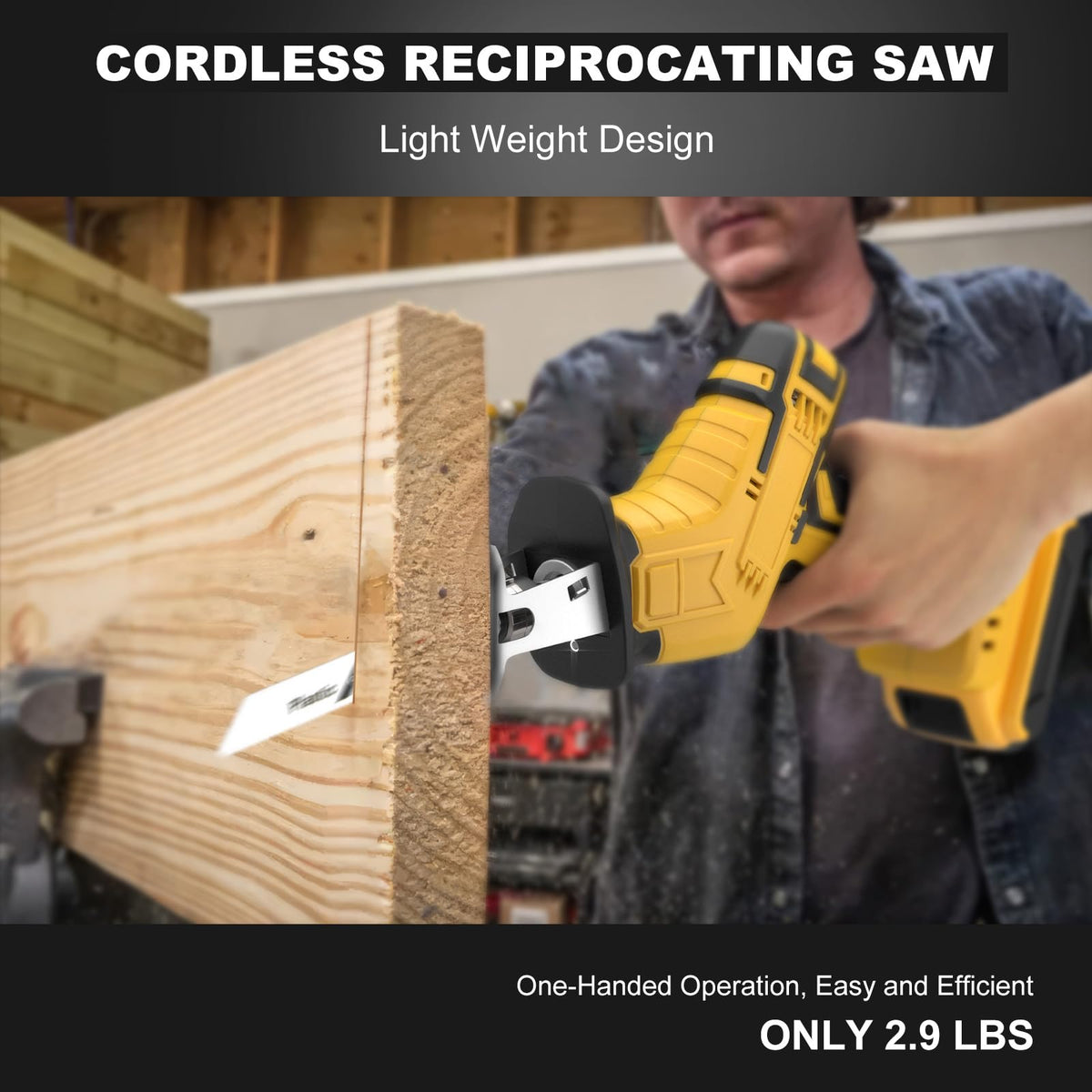 Cordless Reciprocating Saw 150W Variable Speed with 4 Saw Blades V9876