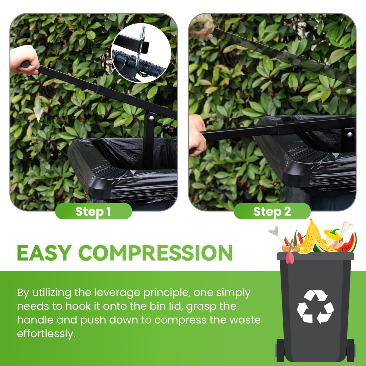 Manual Trash Compactor with Adjustable Handle P51432