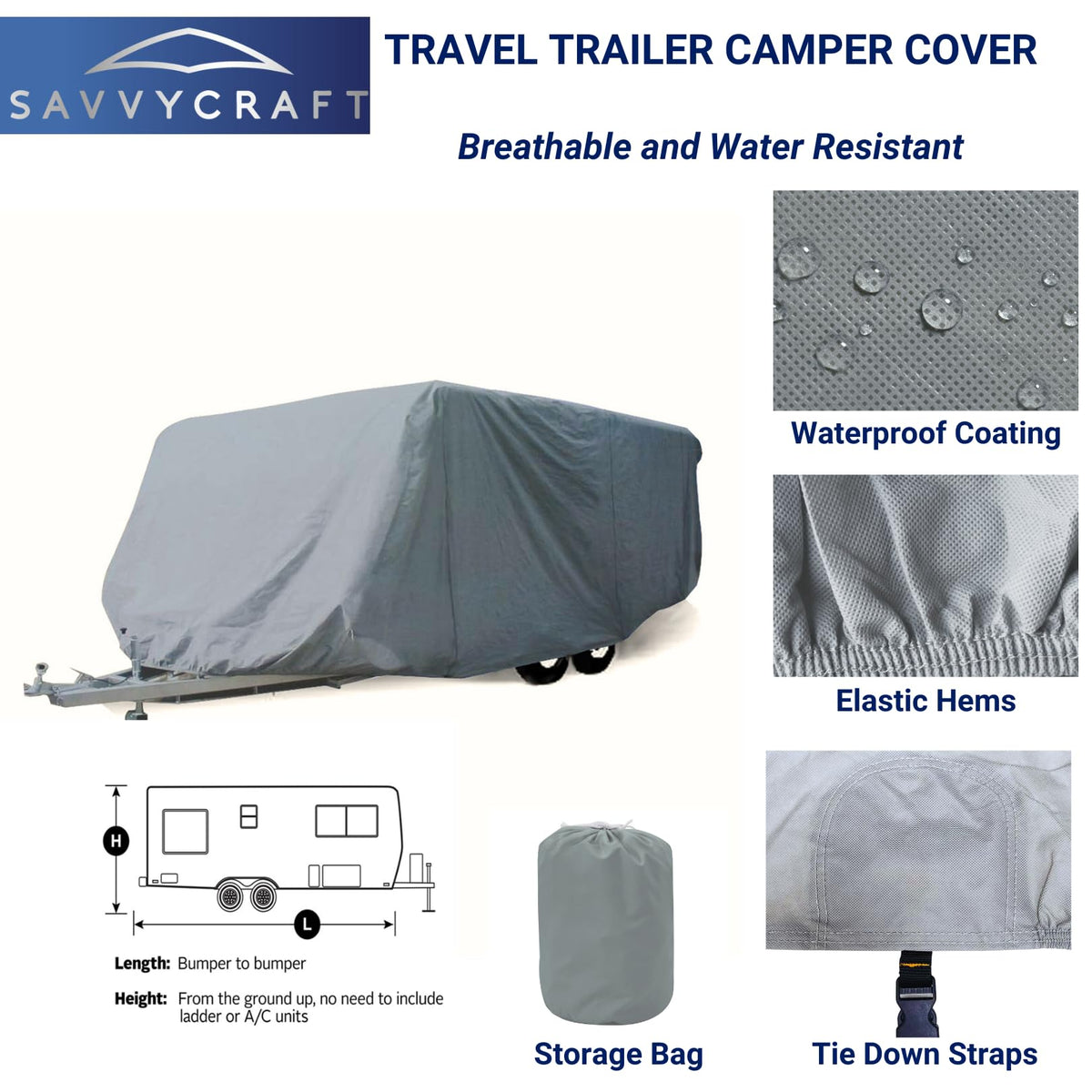 Water-Resistant Travel Trailer Cover 18'-20' J2099