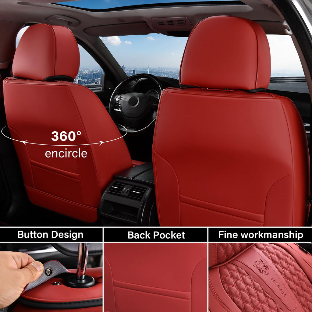 Red Full Set Nappa Leather Car Seat Covers E795500